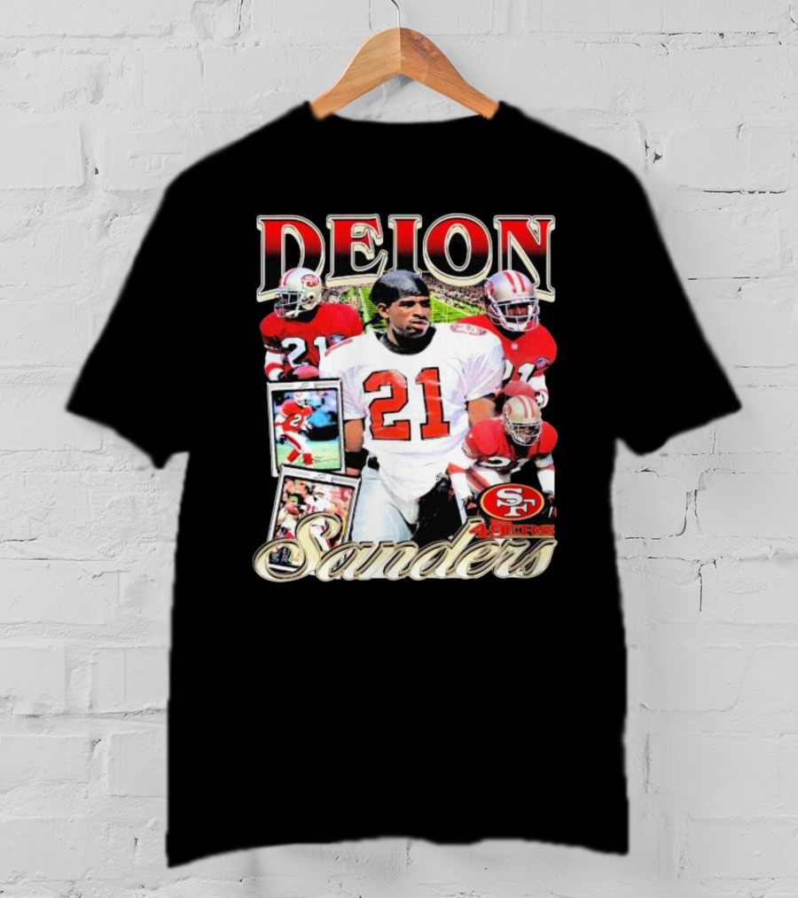 Deion Sanders San Francisco 49ers Football 21 Signature T-Shirt