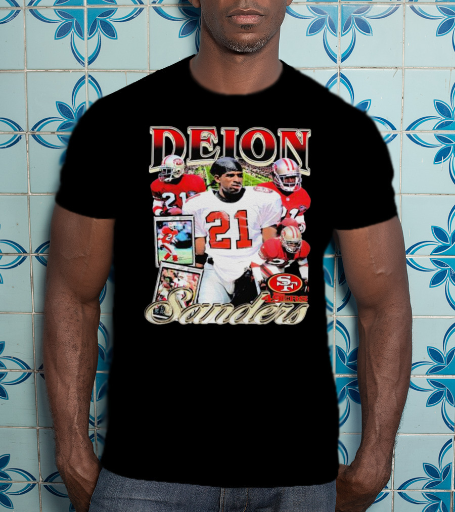 Deion Sanders San Francisco 49ers Football 21 Signature T-Shirt