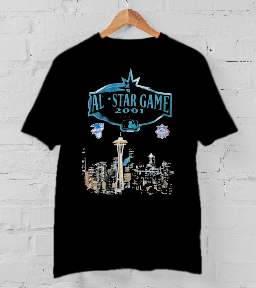 AL Star Game 2001 MLB City Skyline Seattle T-Shirt