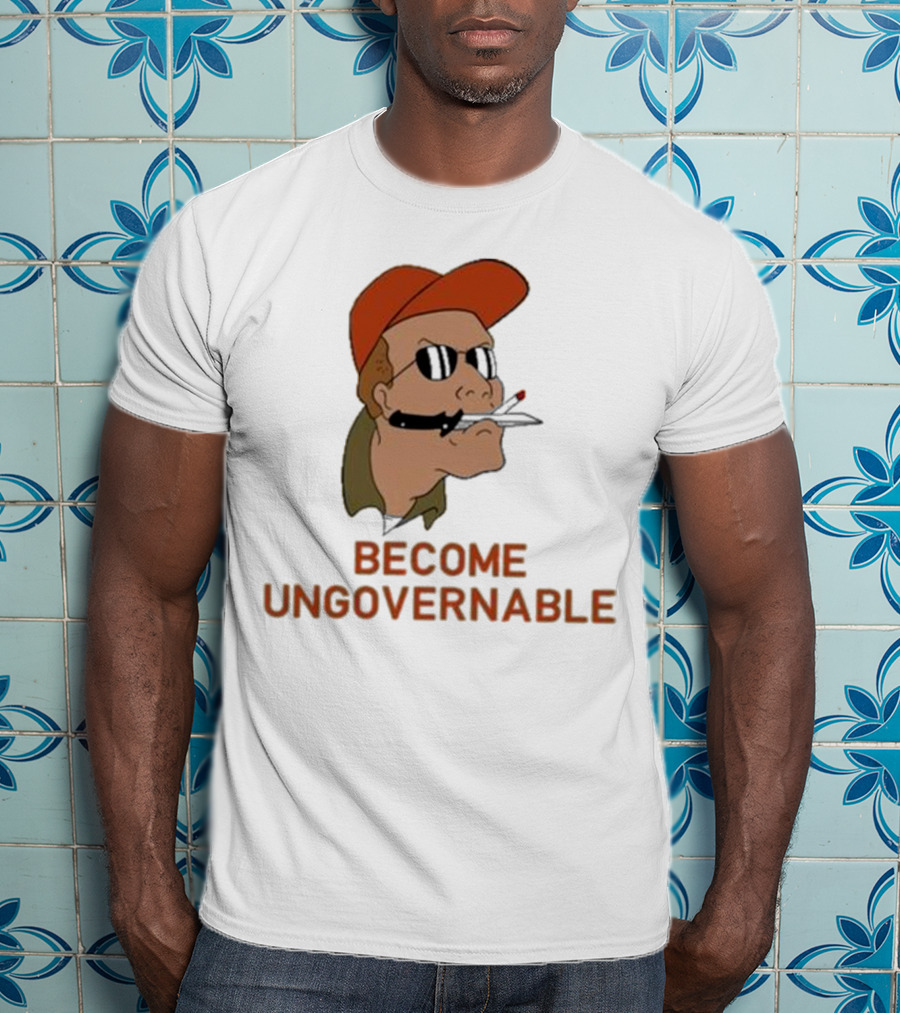 Become Ungovernable Rusty Shackleford Smoking Character With Sunglasses And Orange Hat T-Shirt