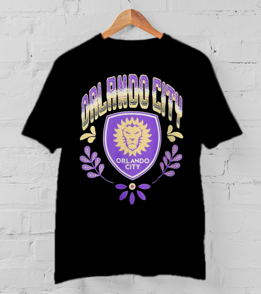Orlando City SC Serape Style Lion Emblem Purple And Yellow T-Shirt