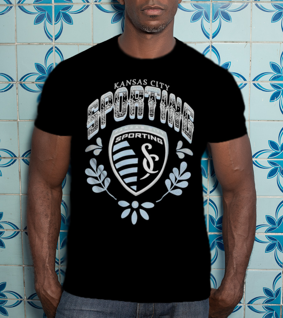 Kansas City Sporting KC Logo With Serape Pattern And Laurel Leaves T-Shirt