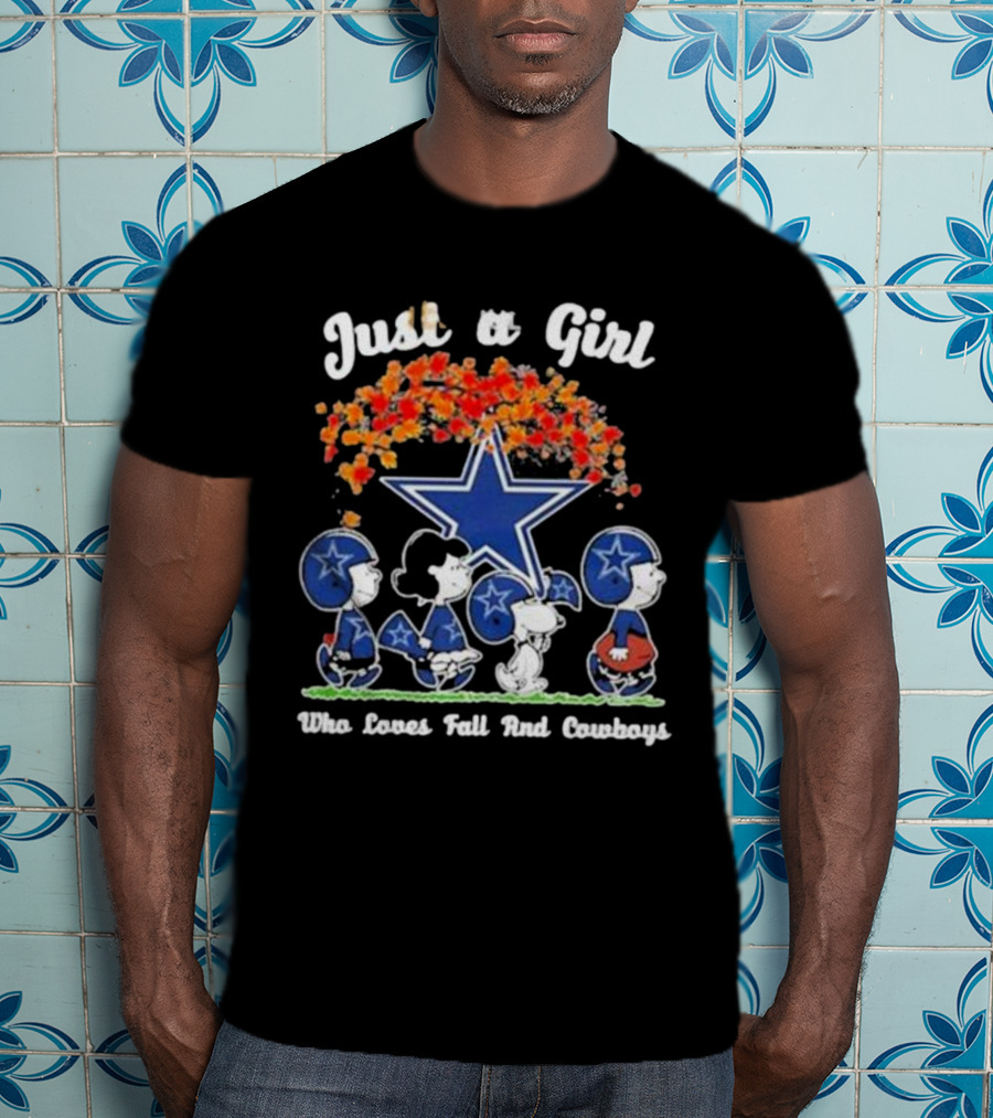 Just A Girl Who Loves Fall And Dallas Cowboys Peanuts Snoopy T-Shirt