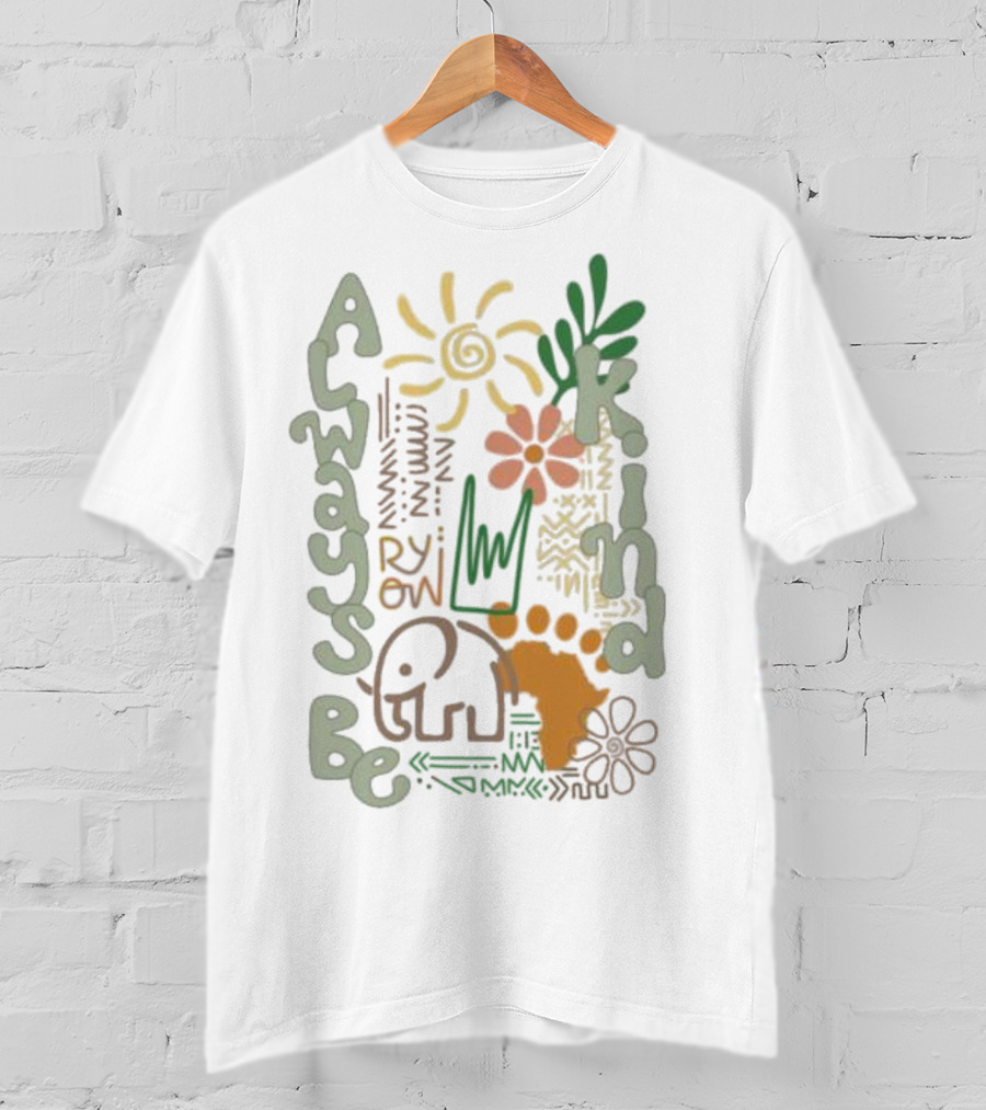 Always Be Kind Elephant Footprint Sun And Flowers T-Shirt