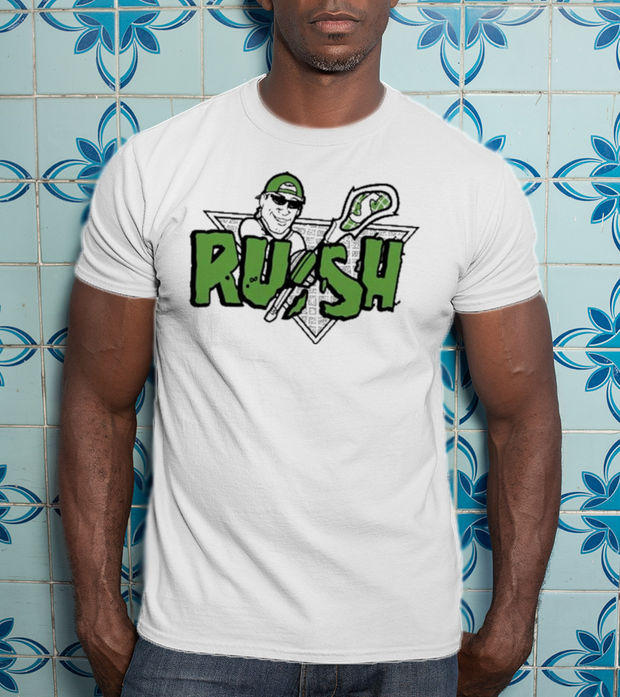 RUSH Lacrosse Player Logo Green And Black T-Shirt