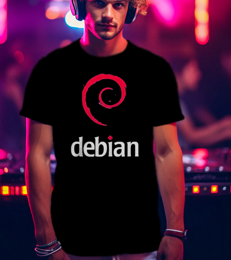 Jeff Geerling Debian GNU Linux Logo Spiral T-Shirt