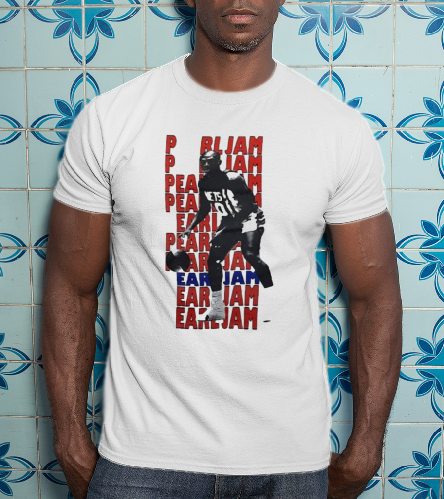 Pearl Jam Mookie Blaylock Basketball Tribute Red Blue Text T-Shirt
