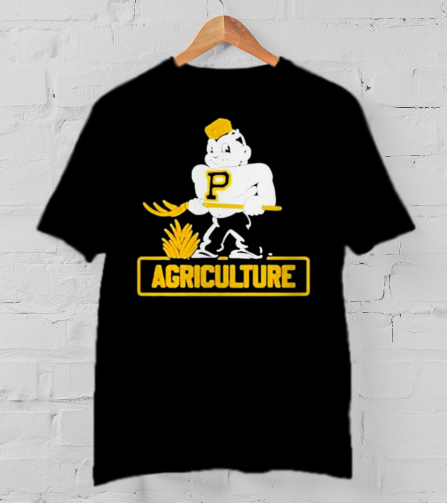 Purdue Agriculture Mascot With P Logo And Hay T-Shirt