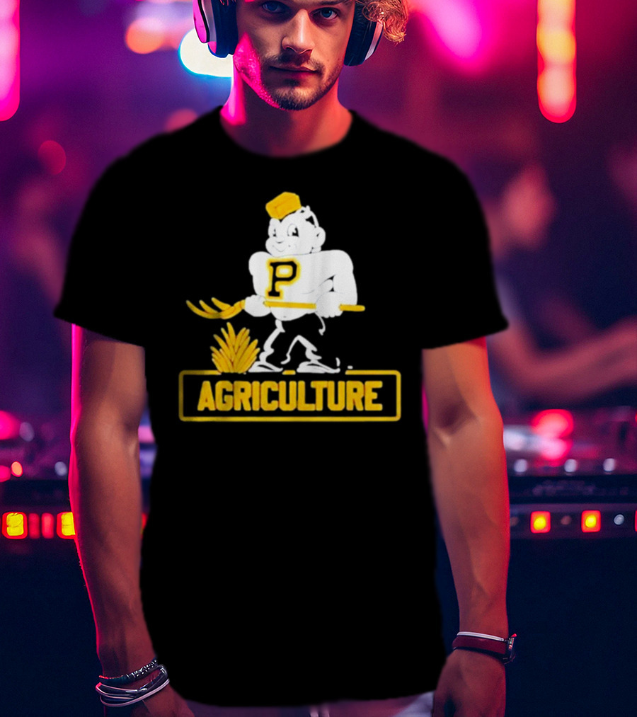 Purdue Agriculture Mascot With P Logo And Hay T-Shirt