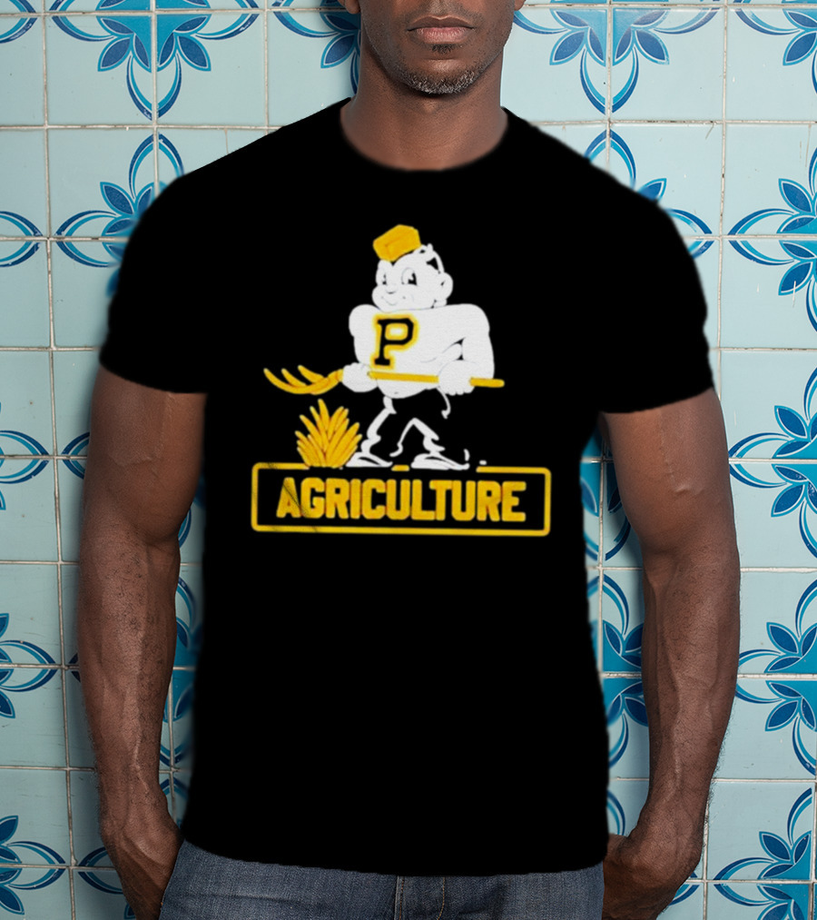 Purdue Agriculture Mascot With P Logo And Hay T-Shirt