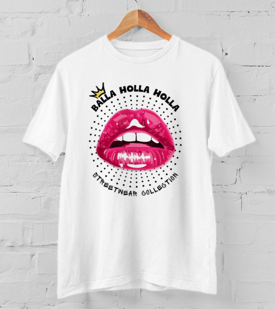Balla Holla Holla Streetwear Collection Lips Icon With Crown T-Shirt