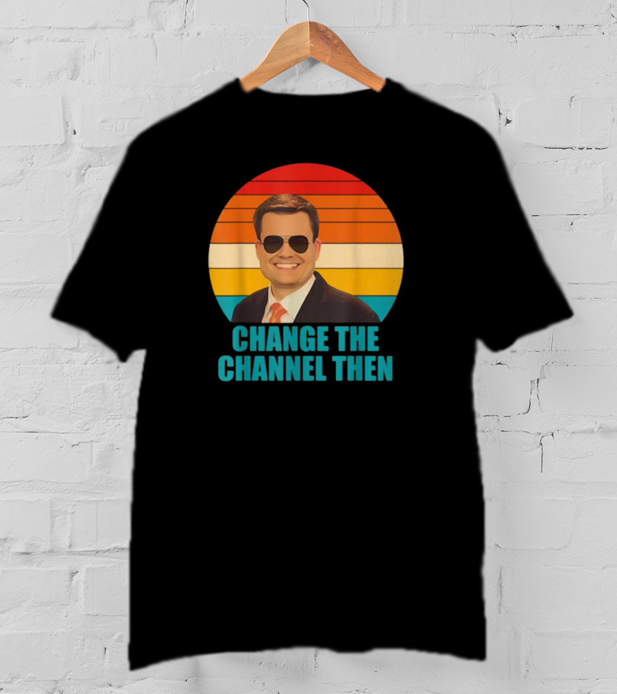 Change The Channel Then Retro Sunglasses News Anchor Stripes T-Shirt