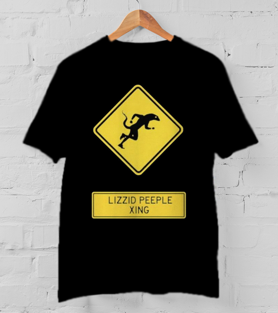 Lizzid Peeple Xing Sign Caution Black And Yellow Warning T-Shirt