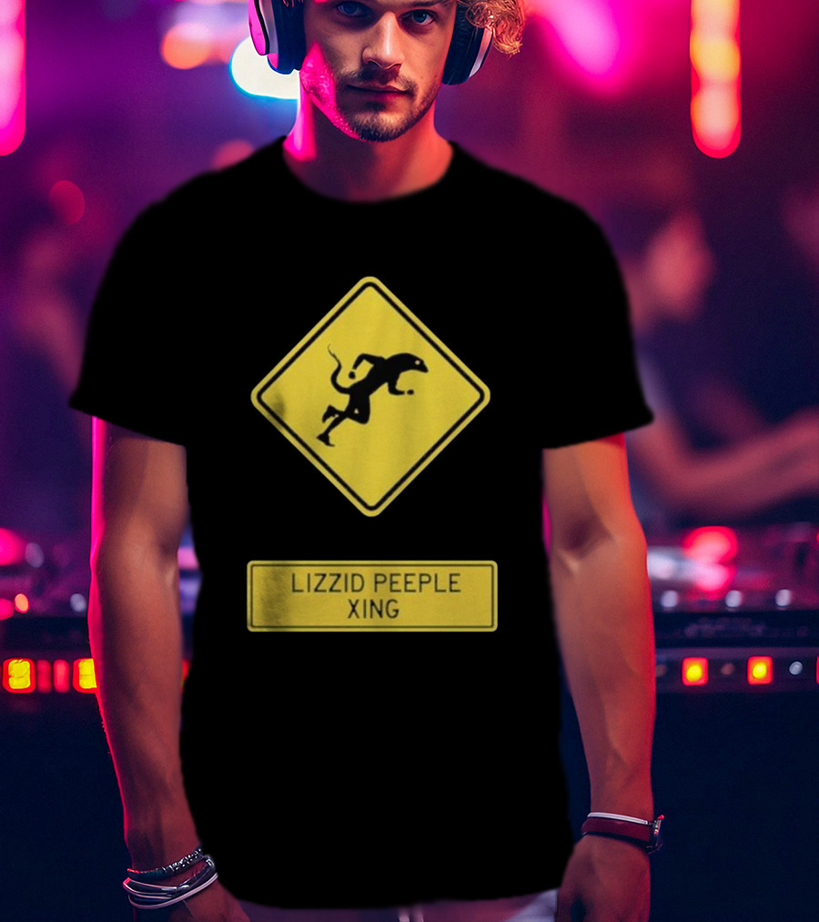 Lizzid Peeple Xing Sign Caution Black And Yellow Warning T-Shirt