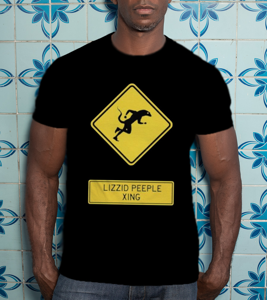 Lizzid Peeple Xing Sign Caution Black And Yellow Warning T-Shirt