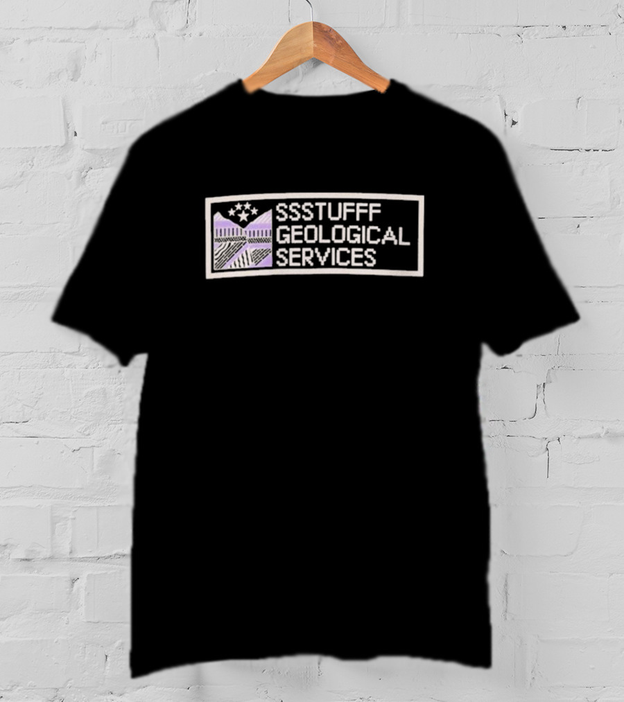 SSSTUFFF Geological Services Club Badge With Stars And Pattern Blocks T-Shirt