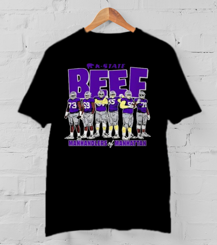 K-State Beef Manhandlers Of Manhattan Football Team Lineup T-Shirt