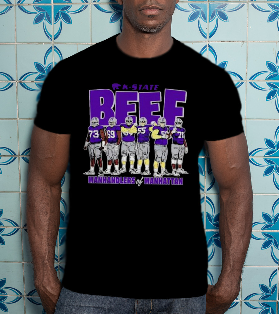K-State Beef Manhandlers Of Manhattan Football Team Lineup T-Shirt