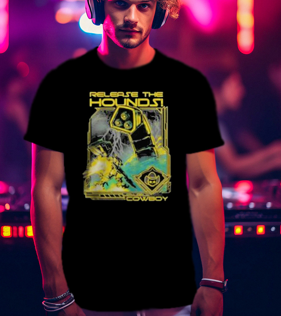 Release The Hounds Cowboy Robot Lightning T-Shirt