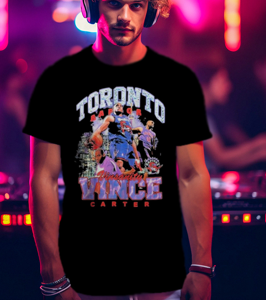 Toronto Raptors Vinsanity Vince Carter Mitchell And Ness Hardwood Classics Bling Concert Player T-Shirt