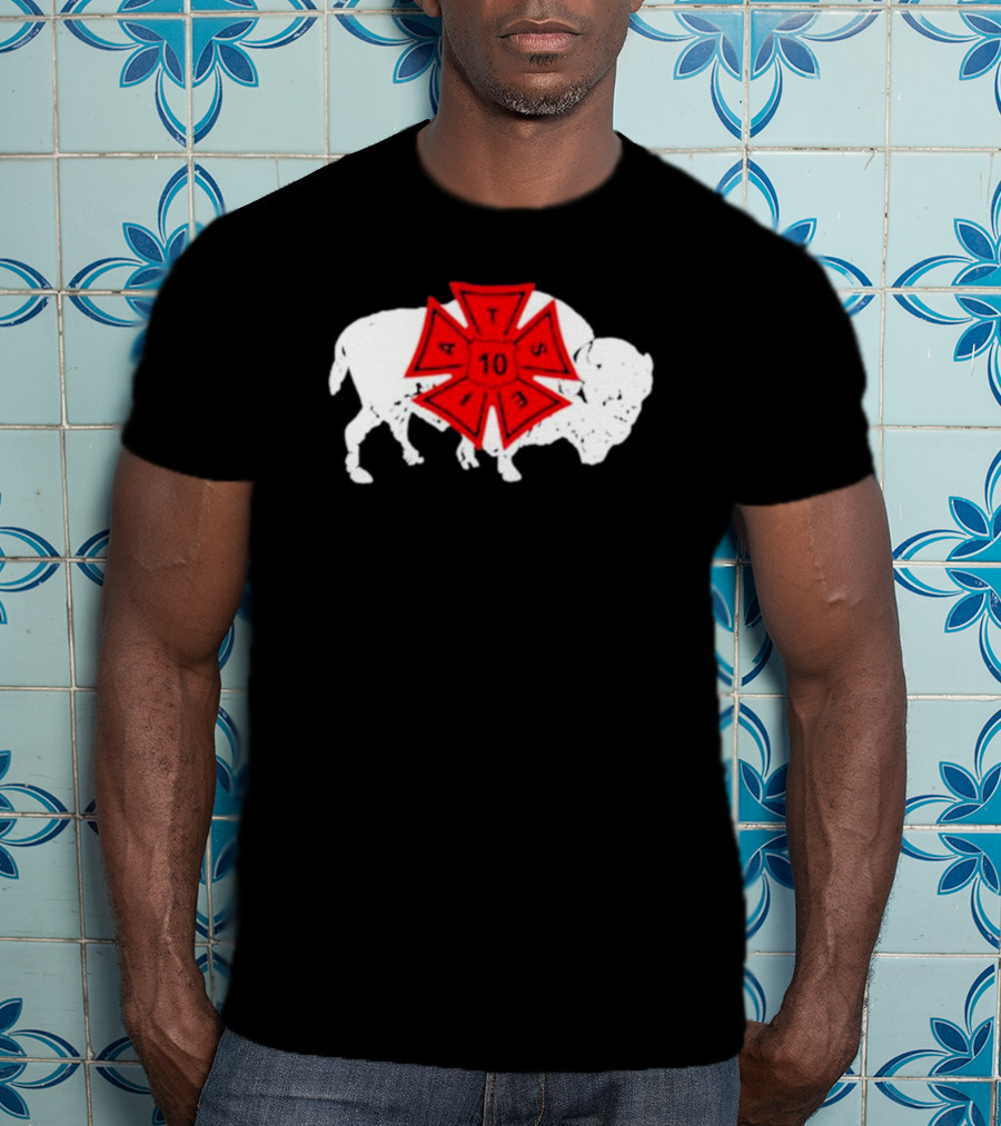 IATSE Local 10 Buffalo NY Union Symbol With Red Crest And White Buffalo T-Shirt