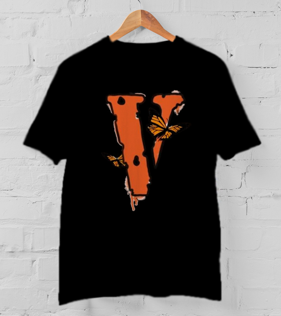 Juice Wrld Vlone Butterfly Logo Collaboration V Letter Monarch T-Shirt