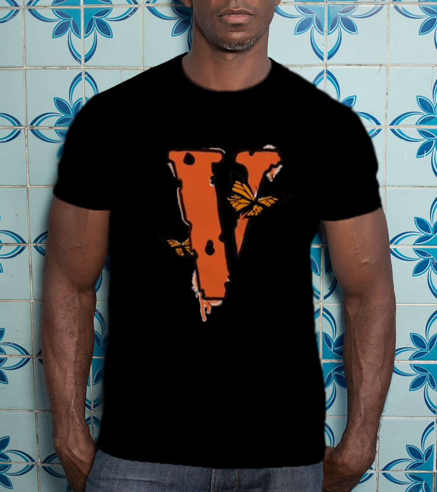 Juice Wrld Vlone Butterfly Logo Collaboration V Letter Monarch T-Shirt