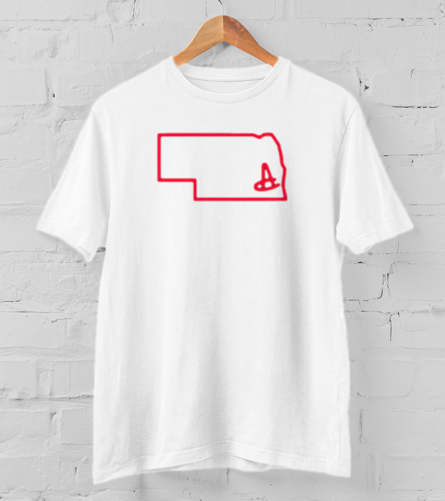 Nebraska Amigos State Outline With Iconic Red Letter A T-Shirt