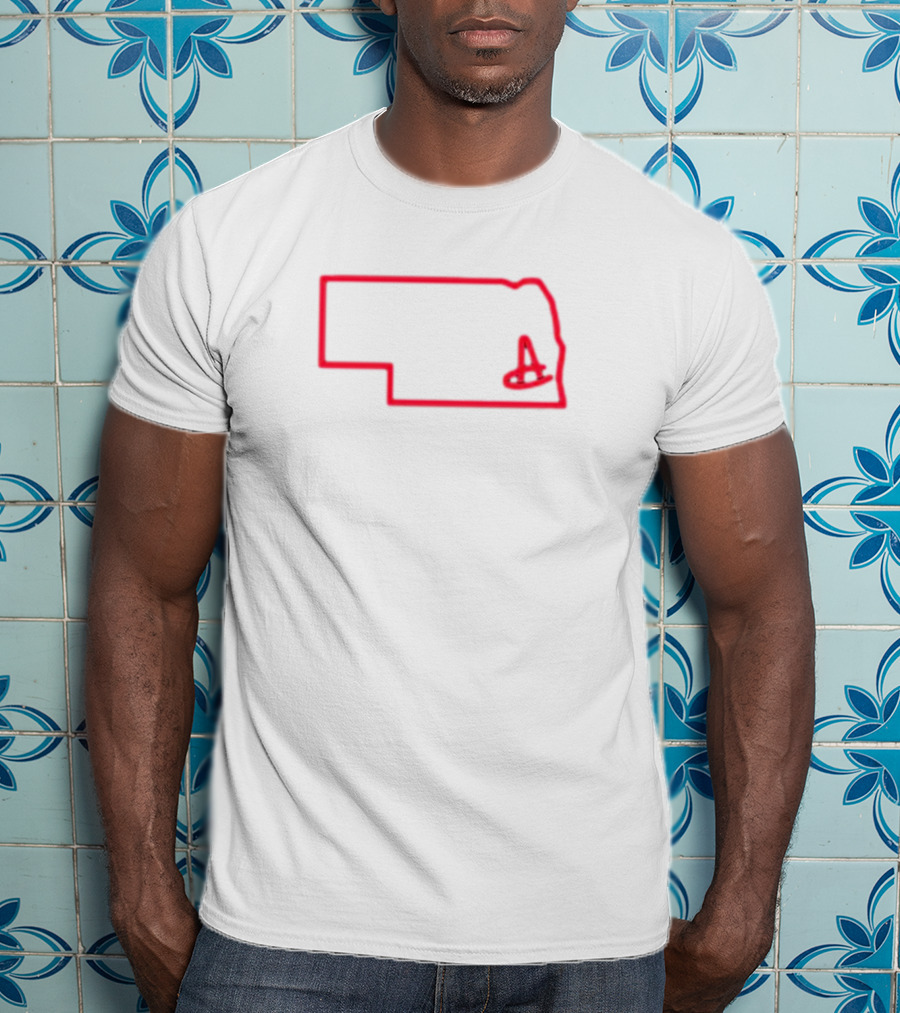Nebraska Amigos State Outline With Iconic Red Letter A T-Shirt
