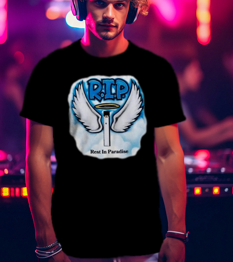 RIP Juul Rest In Paradise Angel Wings Halo Clouds T-Shirt