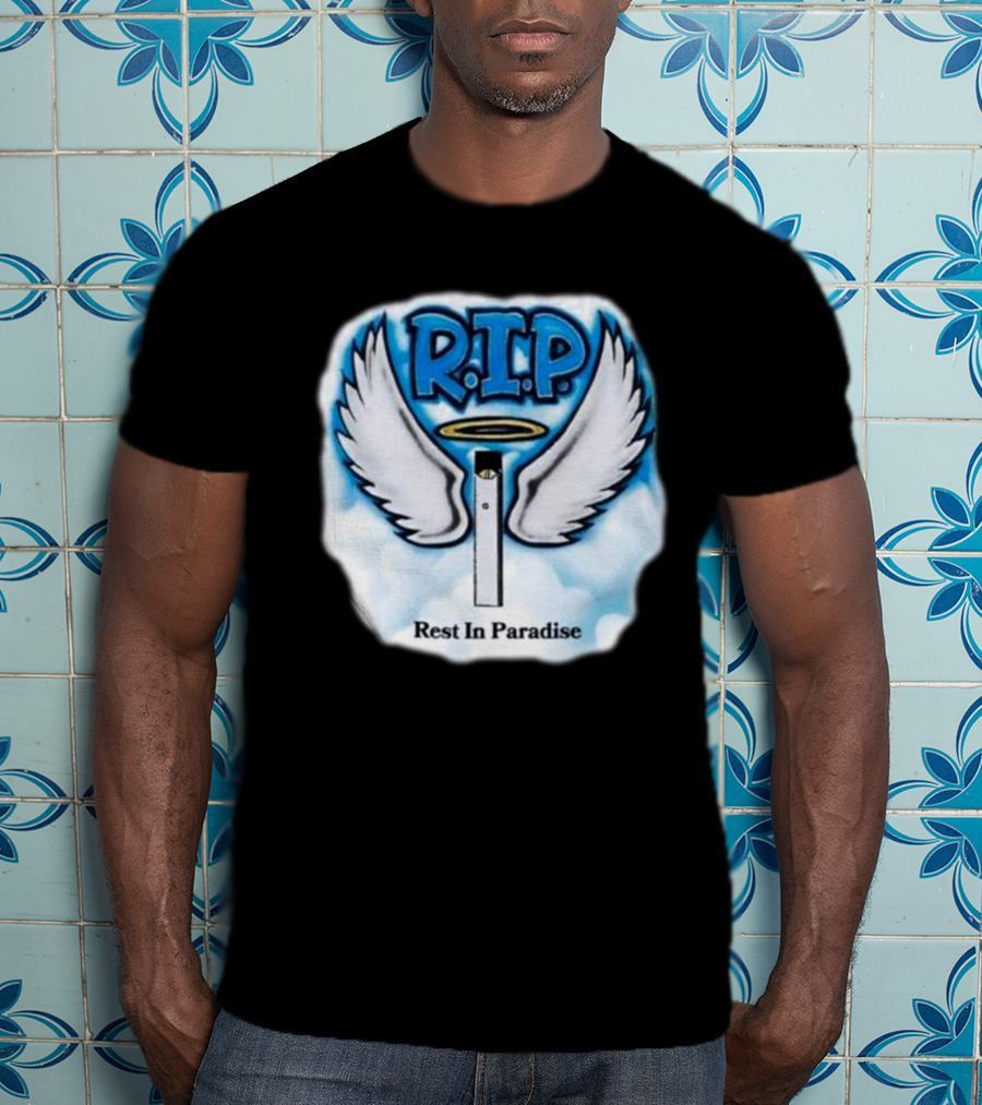 RIP Juul Rest In Paradise Angel Wings Halo Clouds T-Shirt