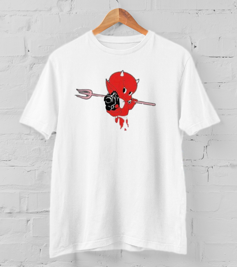 Holy Mountain Printing Sunami Lil’ Devil Red Cartoon With Pitchfork And Bomb T-Shirt