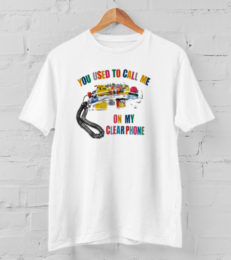 You Used To Call Me On My Clear Phone Rainbow Corded Telephone T-Shirt