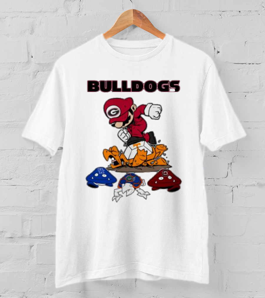 Bulldogs Super Mario Inspired Design With Iconic Gaming Motifs T-Shirt