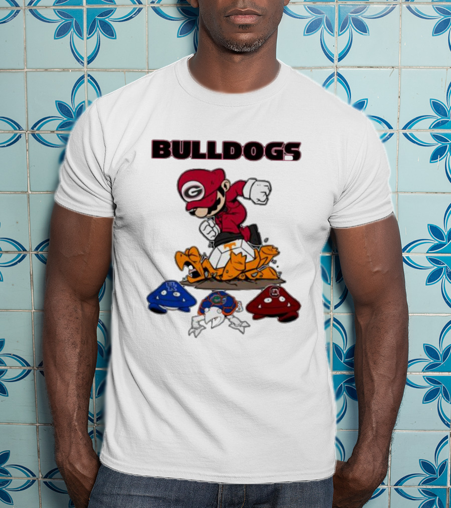 Bulldogs Super Mario Inspired Design With Iconic Gaming Motifs T-Shirt
