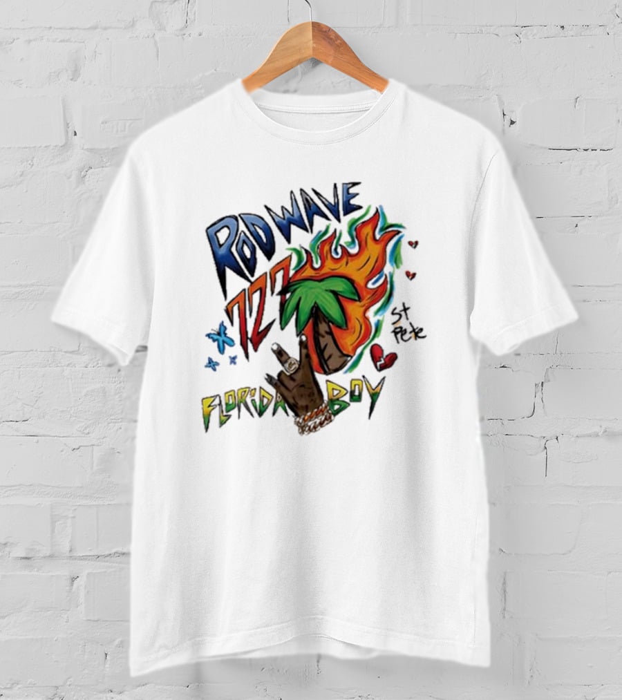 Rod Wave 727 St Pete Florida Boy Palm Tree And Flames T-Shirt