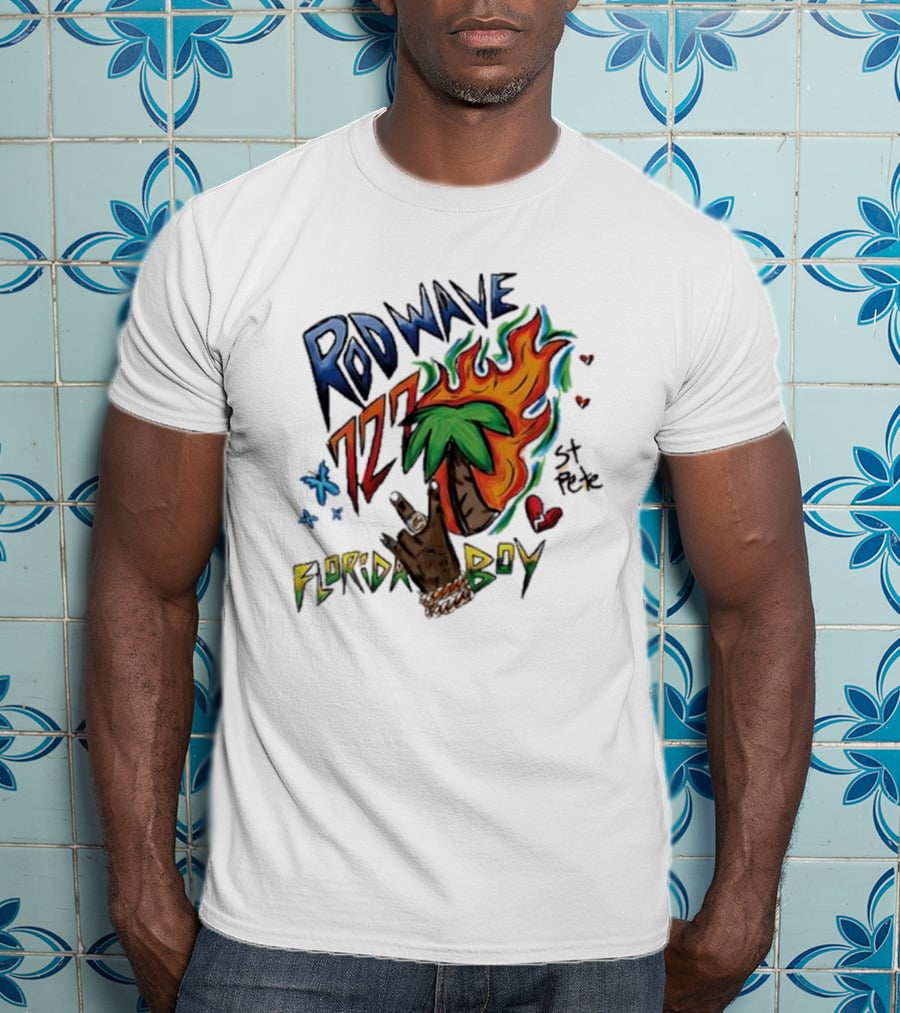Rod Wave 727 St Pete Florida Boy Palm Tree And Flames T-Shirt