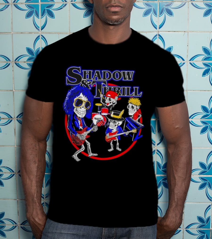 Shadow And Thrill Skeleton Band Rock Performance T-Shirt