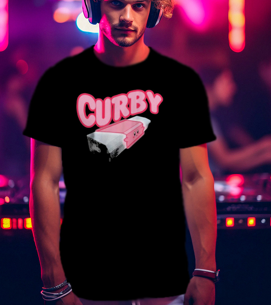 CURBY Pink Brick Character T-Shirt