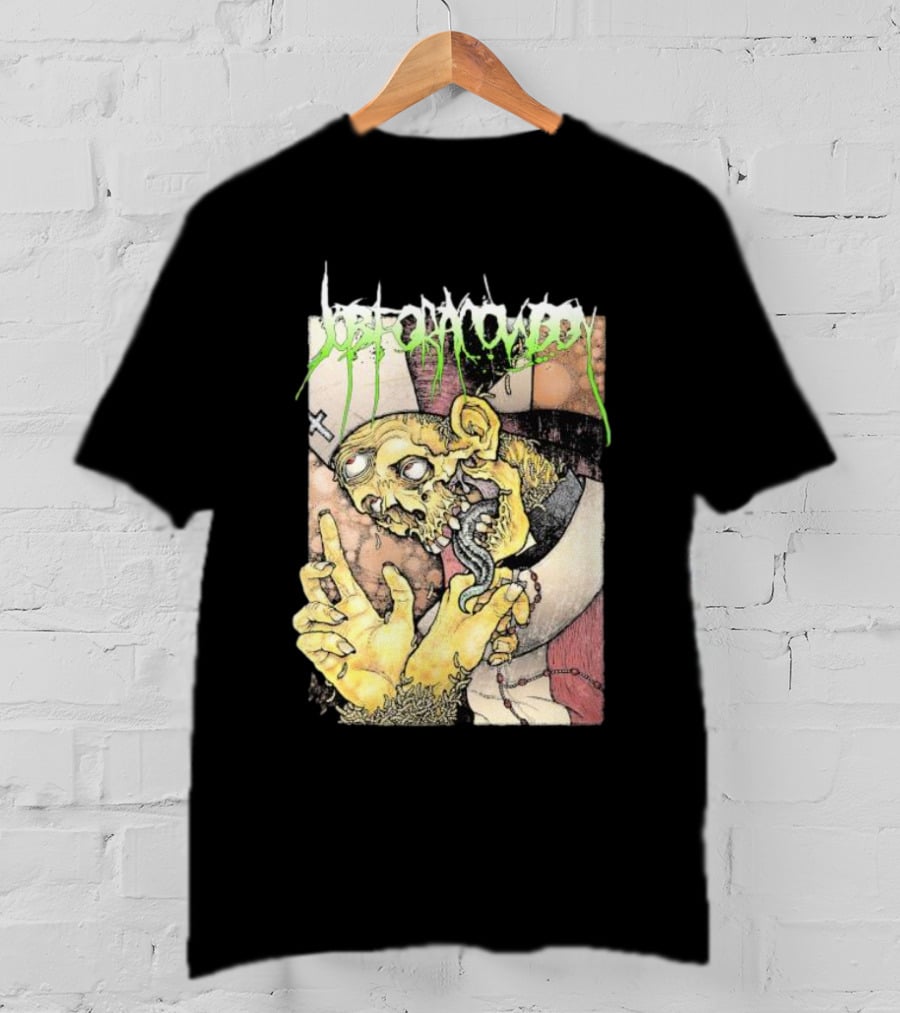 Job For A Cowboy Priest Zombie Graphic With Cross And Rosary T-Shirt