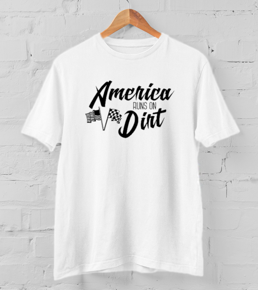 America Runs On Dirt Racing Flags Iconography T-Shirt