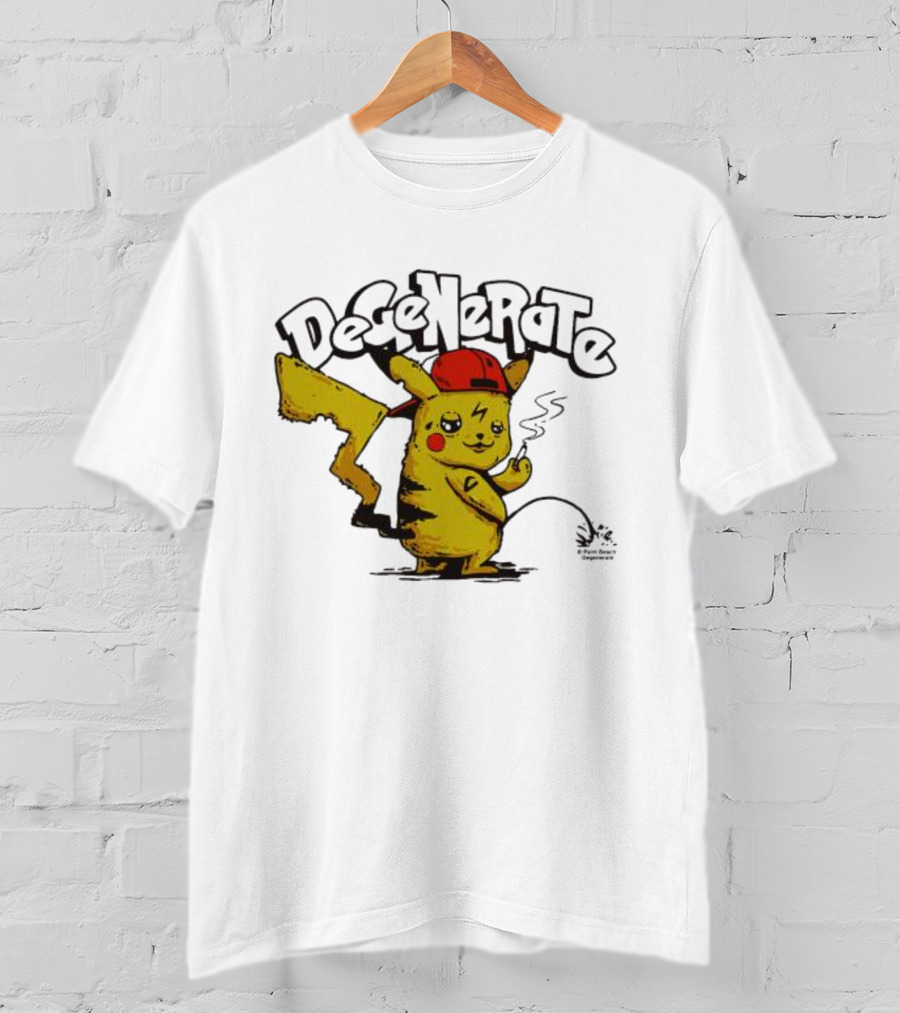 Degenerate Pikachu Smoking With Red Hat T-Shirt