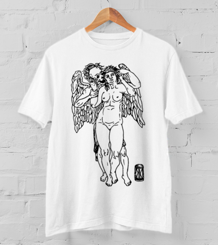 Devil Behind Angelic Figure With Hourglass T-Shirt