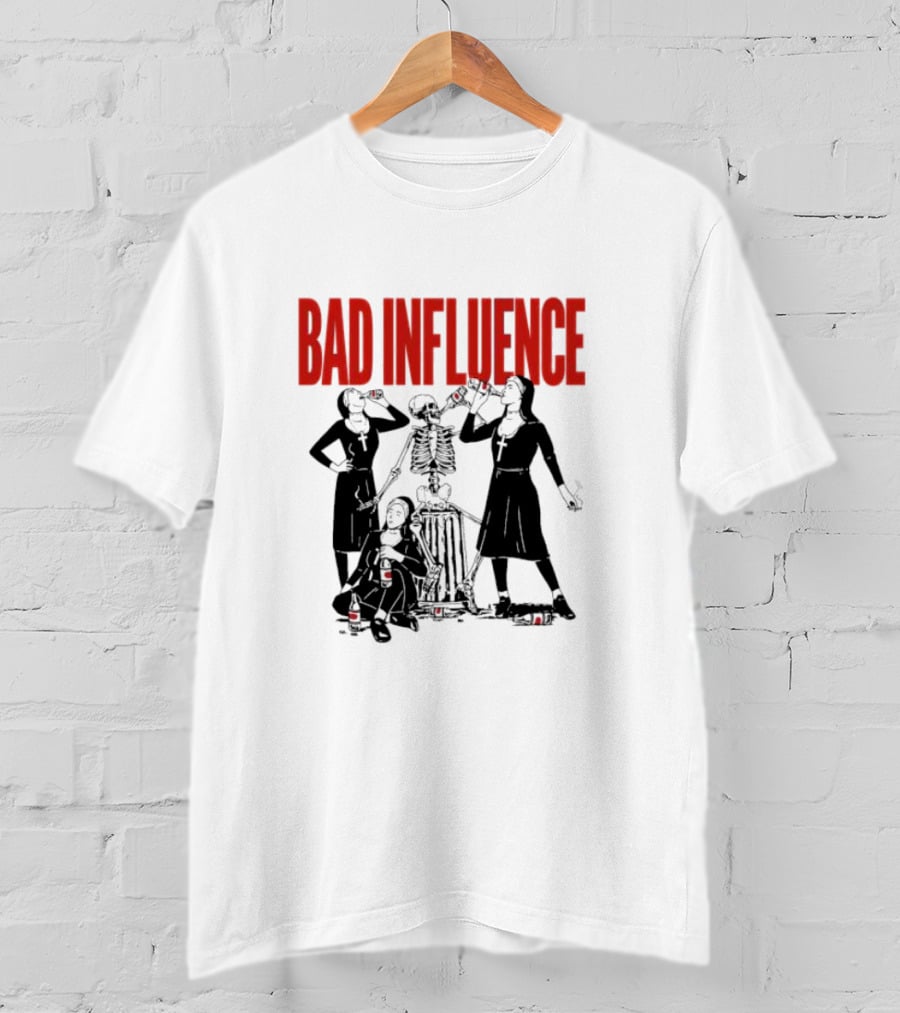 Bad Influence Nuns Partying With Skeleton T-Shirt