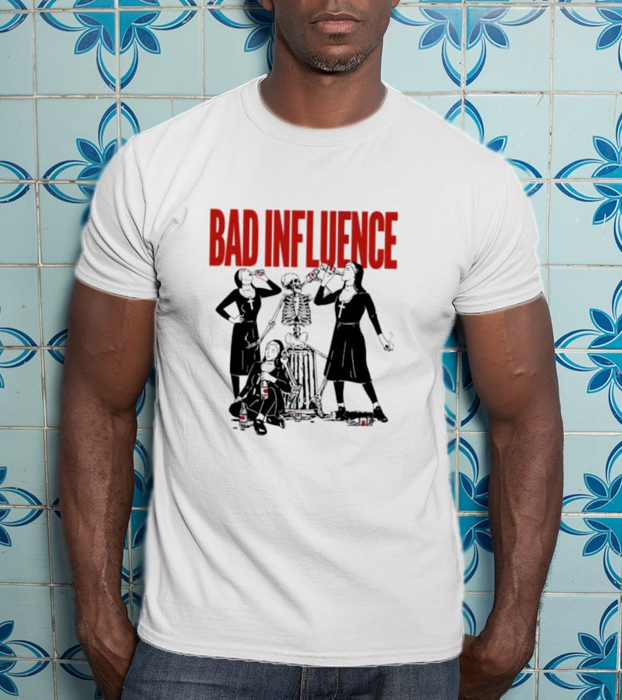 Bad Influence Nuns Partying With Skeleton T-Shirt