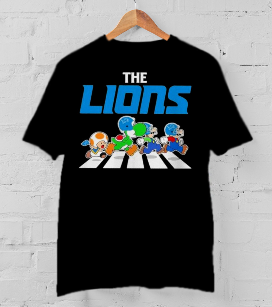 The Lions Mario Yoshi Toad Crossover Gaming Football Abbey Road T-Shirt