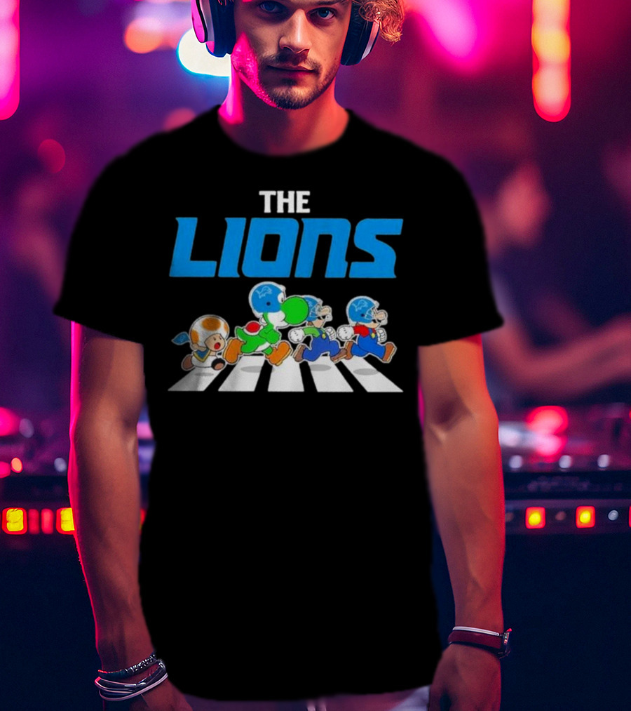 The Lions Mario Yoshi Toad Crossover Gaming Football Abbey Road T-Shirt