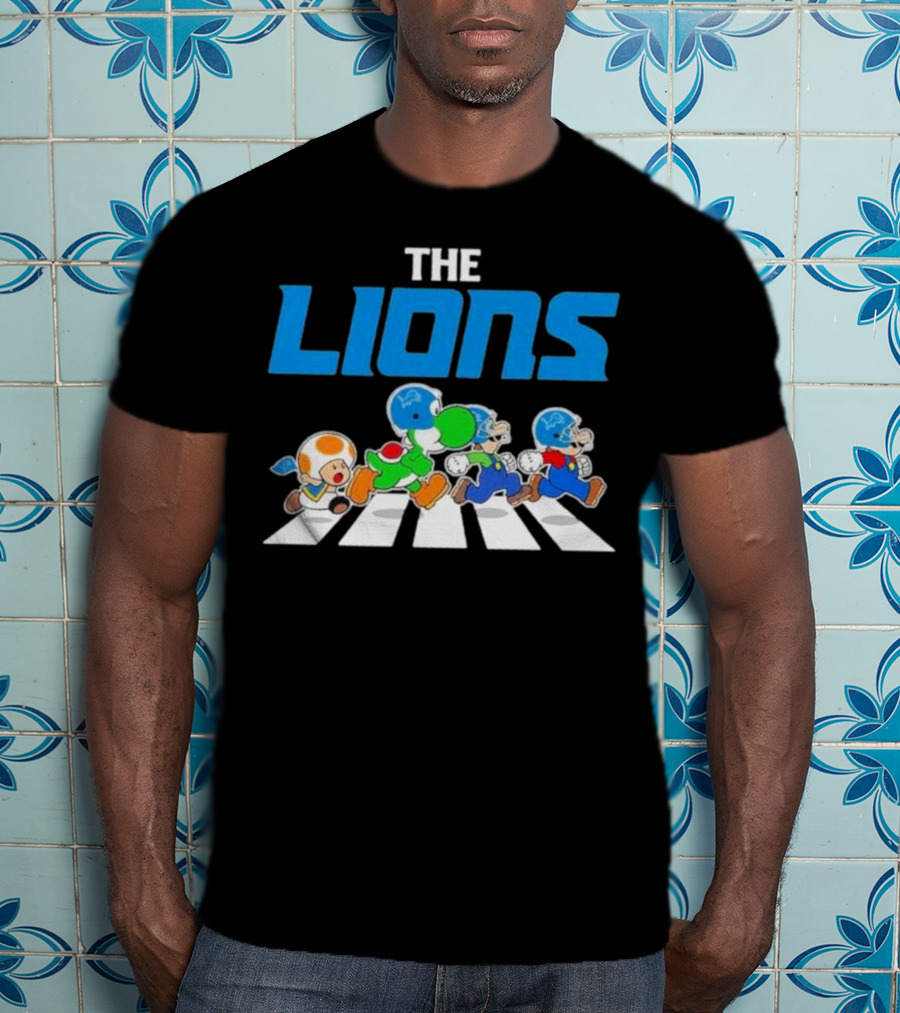 The Lions Mario Yoshi Toad Crossover Gaming Football Abbey Road T-Shirt