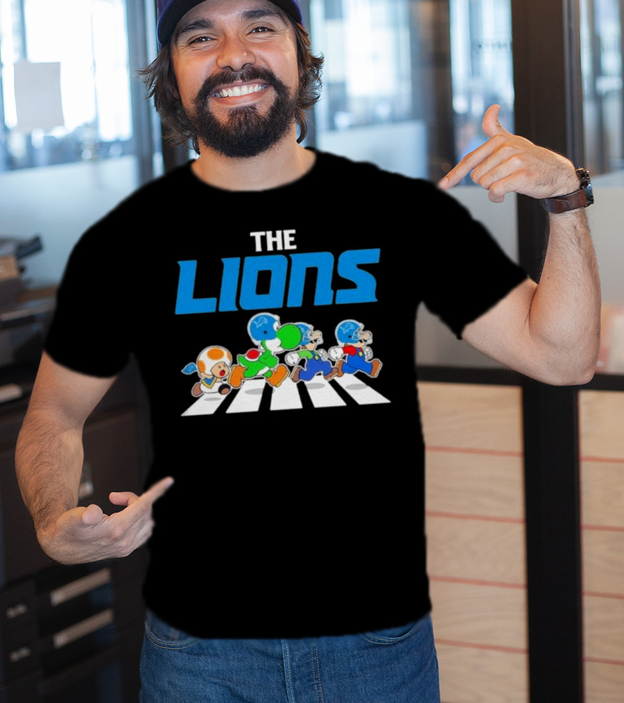 The Lions Mario Yoshi Toad Crossover Gaming Football Abbey Road T-Shirt