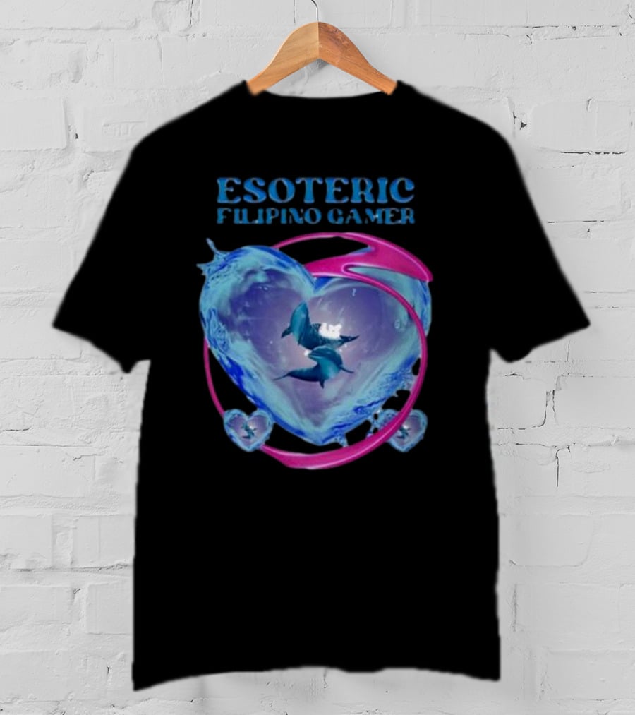 ESOTERIC FILIPINO GAMER Heart With Dolphins In Oceanic Sphere T-Shirt